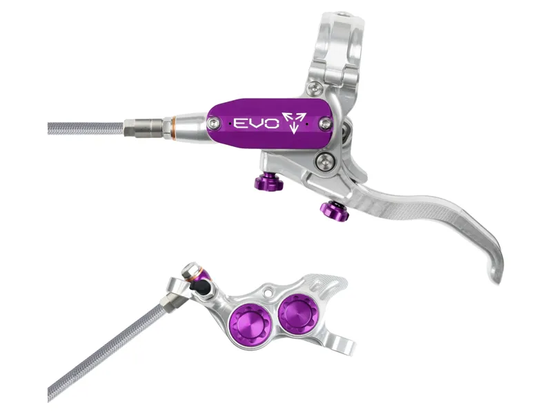 Hope Brake EVO TR4 - No Rotor -  BRAIDED - Left Hand in Silver/Purple