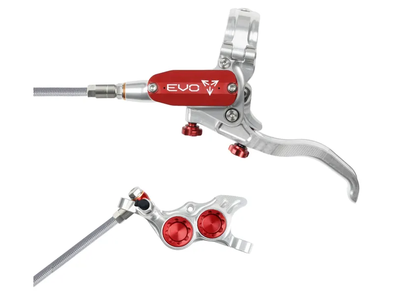 Hope Brake EVO TR4 - No Rotor -  BRAIDED - Left Hand in Silver/Red
