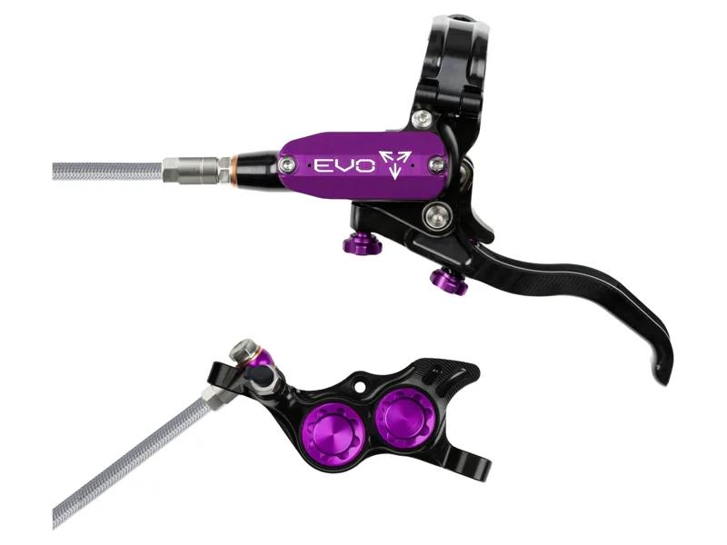 Hope Brake EVO TR4 - No Rotor -  BRAIDED - Right Hand in Black/Purple