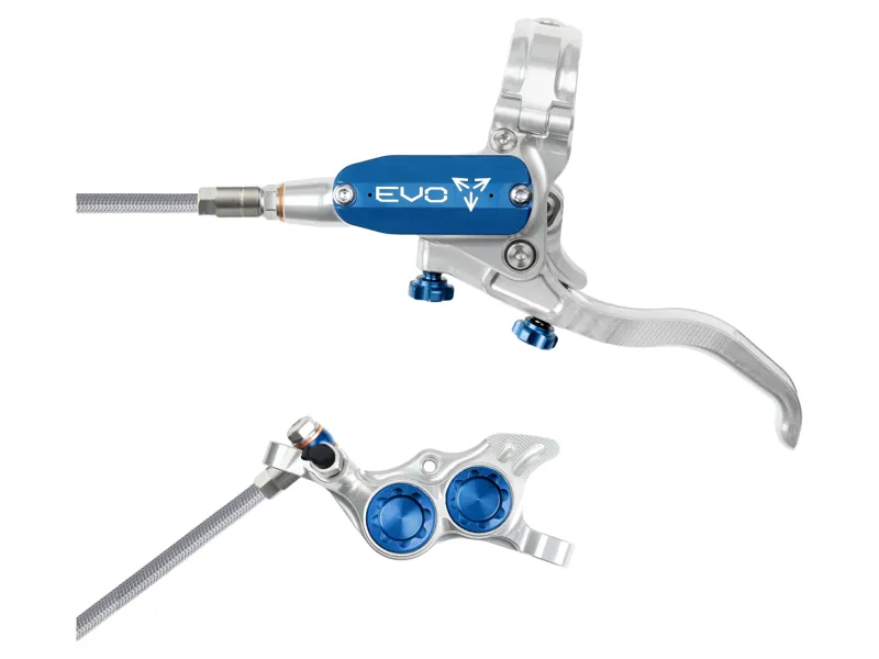 Hope Brake EVO TR4 - No Rotor -  BRAIDED - Right Hand in Silver/Blue