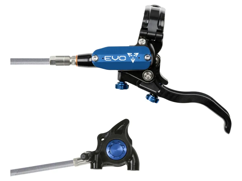 Hope Brake EVO X2 Flatmount - No Rotor -  BRAIDED - Left Hand in Black/Blue