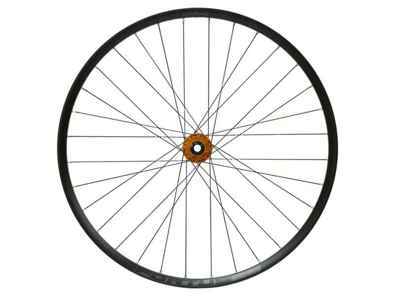Balfes Bikes Hope Fortus 26W Pro 5 26in 6-Bolt 100x15mm Front Wheel in Black/Orange | Free postage over £30, £10 off first order, price match & 0% finance.