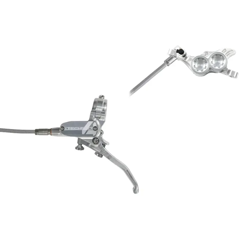 Balfes Bikes Hope Tech 4 E4 Brake Set with Braided Cable in Silver/Silver | Free postage over £30, £10 off first order, price match & 0% finance.