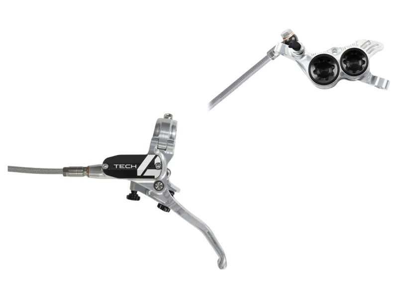 Hope Tech 4 V4 No Rotor Braided Left Hand Brake in Silver/Black
