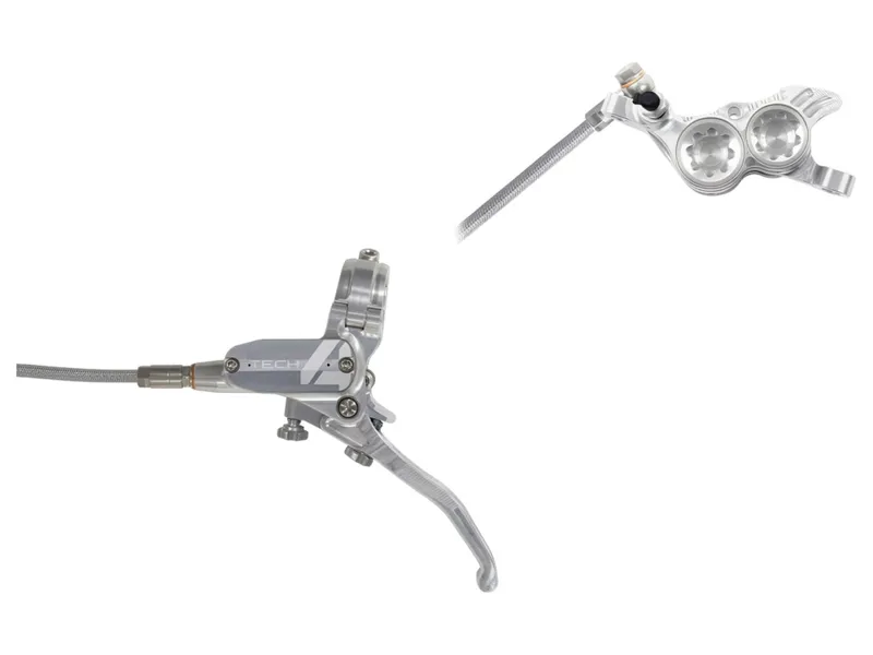 Balfes Bikes Hope Tech 4 V4 No Rotor Braided Left Hand in Silver | Free postage over £30, £10 off first order, price match & 0% finance.