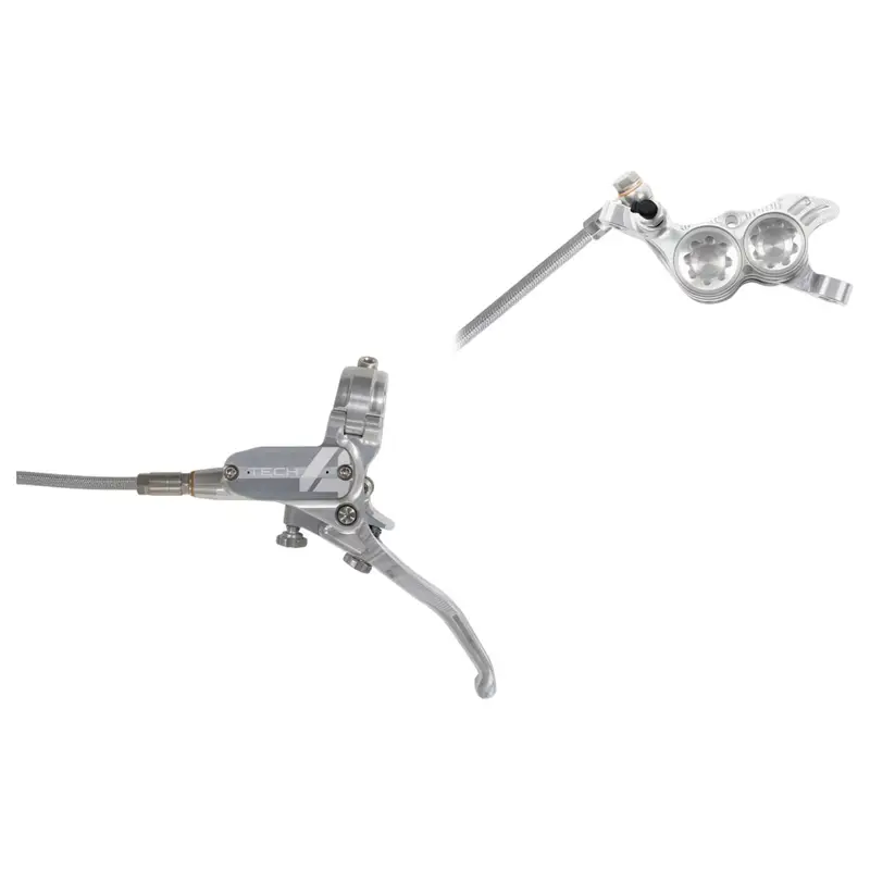 Balfes Bikes Hope Tech 4 V4 No Rotor Braided Left Hand in Silver | Free postage over £30, £10 off first order, price match & 0% finance.