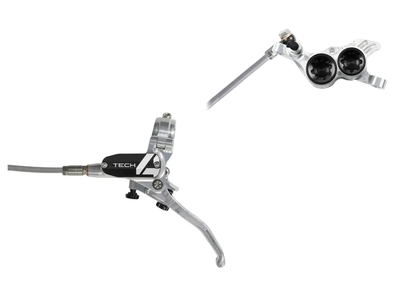 Hope Tech 4 V4 No Rotor Braided Right Hand Brake in Silver/Black