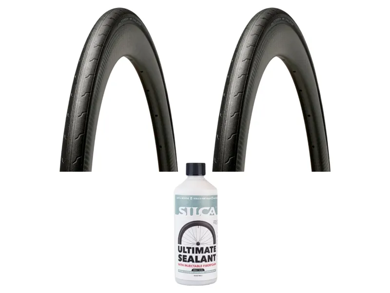 Hutchinson Challenger TR 700c Tyre Pair with Silca Ultimate Tubeless Sealant v2 500ml Bundle