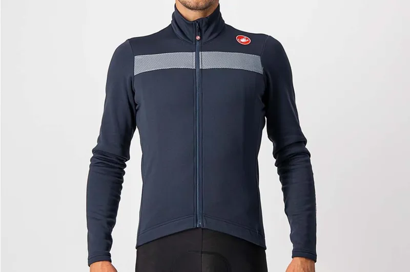 Castelli Puro 3 Long Sleeve Jersey in Savile Blue/Silver Reflex