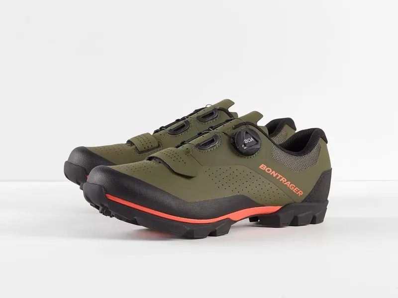 Bontrager Foray Gravel MTB Shoe in Olive Green/Orange-3