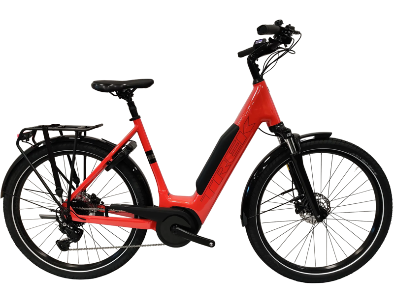 EX DISPLAY Trek Verve+ 3 800Wh Lowstep Electric Hybrid Bike Large 2026 in Lava Red