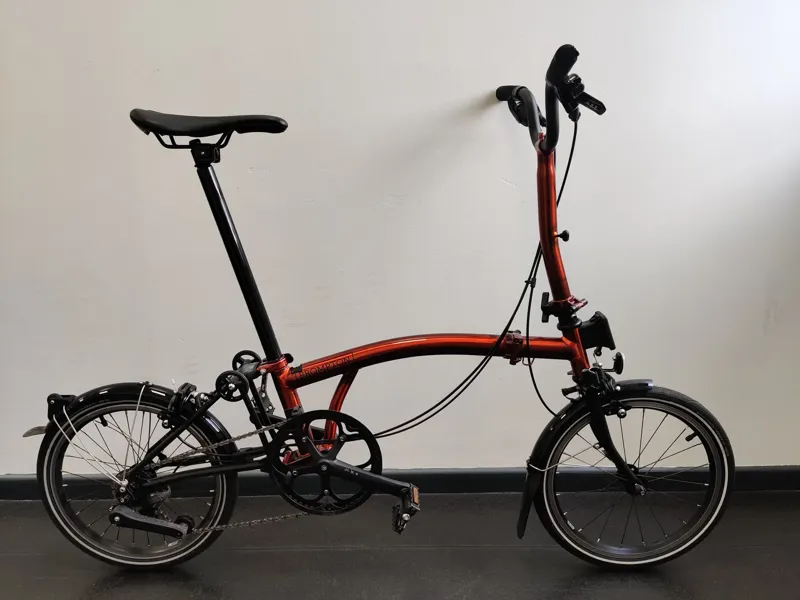EX DEMO Brompton P Line 4 speed Mid handlebar Standard seatpost Folding Bike 2025 in Flame Lacquer -1