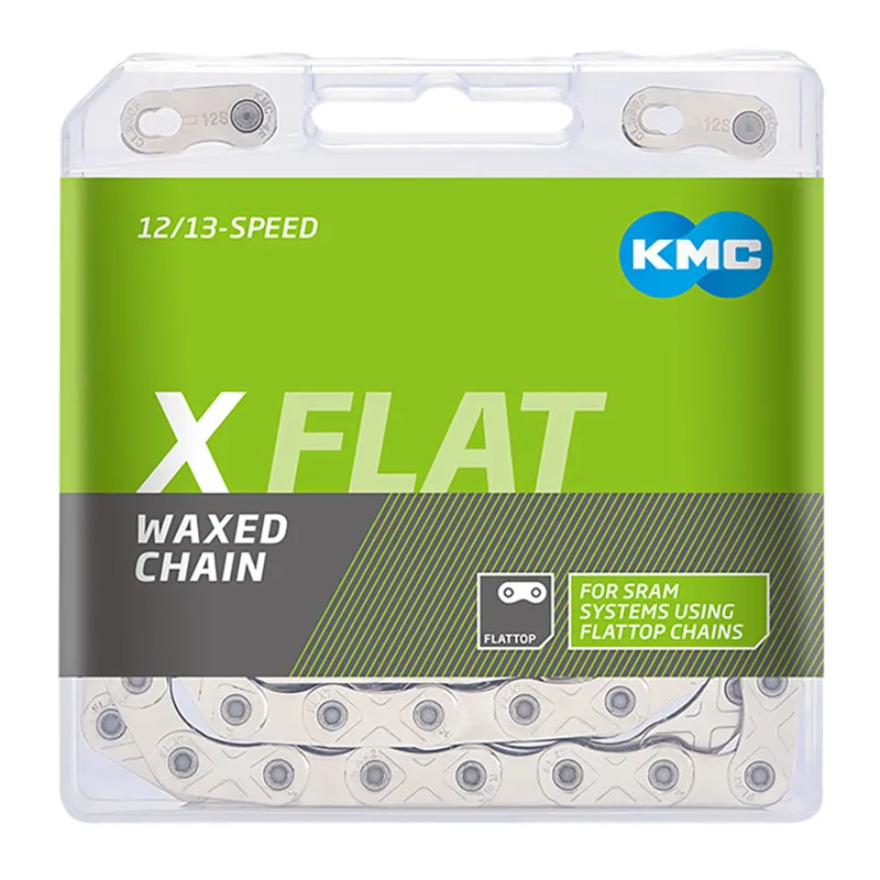 KMC X Flat 12/13-Speed Waxed Chain 126 Links in Silver/Black