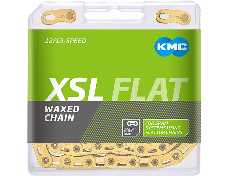 KMC X Flat SL Pre-Waxed SRAM 12/13x Chain in Gold Ti-N-1
