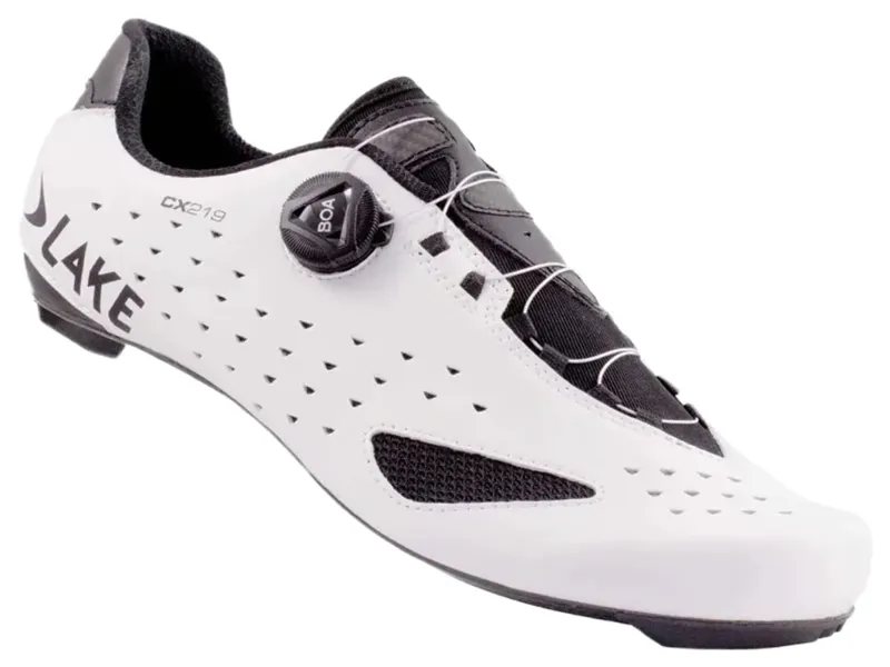 Lake CX219 Road Shoe in White Black