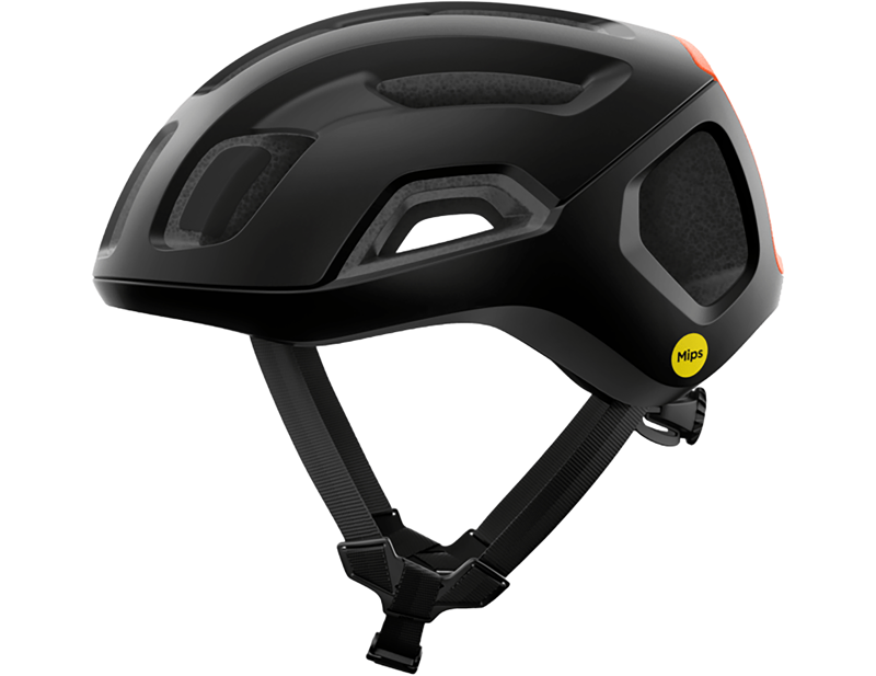 POC Ventral Air MIPS Road Helmet in Uranium Black Matt/Fluorescent Orange Matt-1