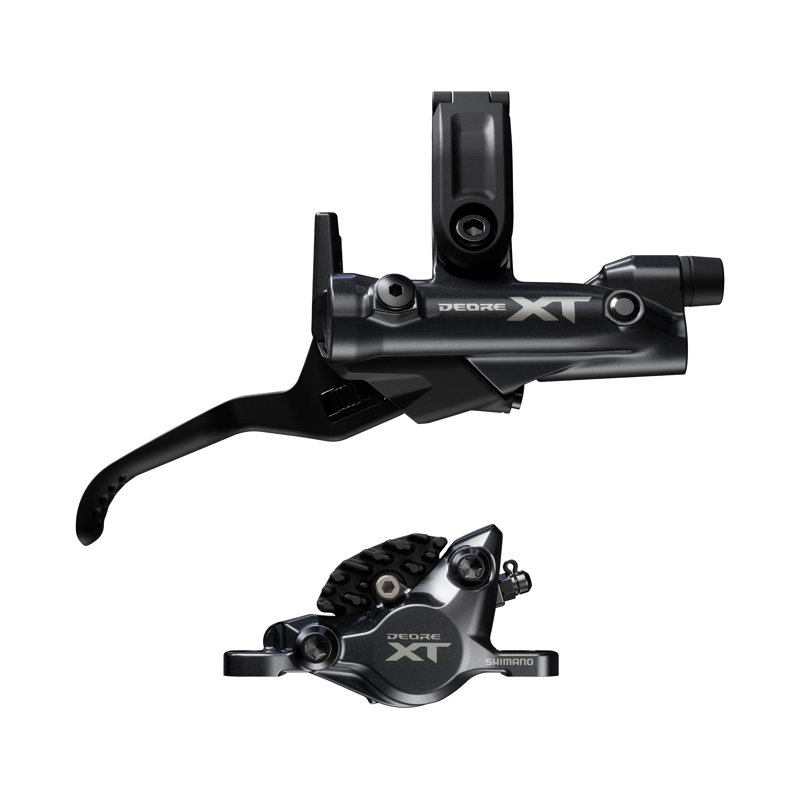 Balfes Bikes Shimano BR-M8200/BL-M8200 XT 2 pot bled brake lever/post mount calliper front right in Black | Free postage over £30, £10 off first order, price match & 0% finance.