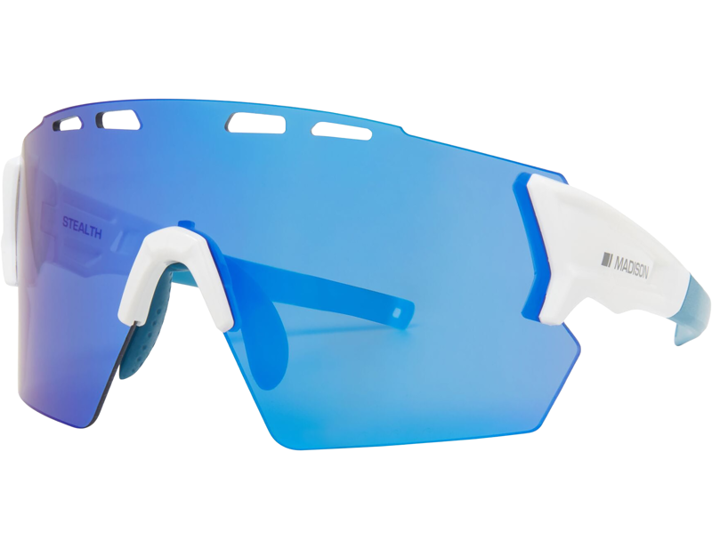 Balfes Bikes Madison Stealth Sunglasses with Blue Mirror Lens in Gloss White | Free postage over £30, £10 off first order, price match & 0% finance.