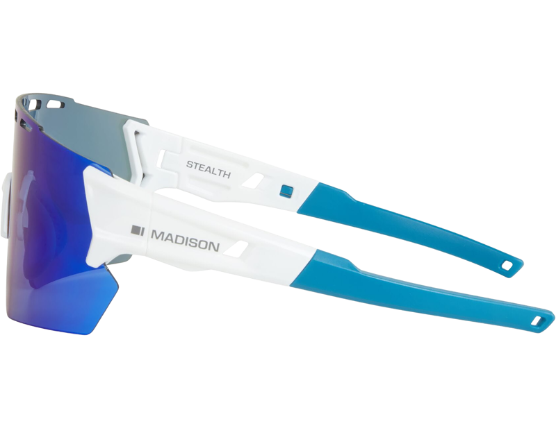 Madison Stealth Sunglasses with Blue Mirror Lens in Gloss White-2