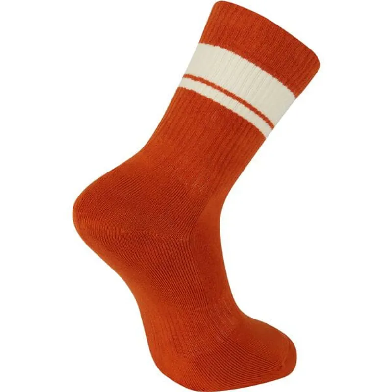 Madison Roam Isoler Crew Sock in Rust Orange Stripe-1