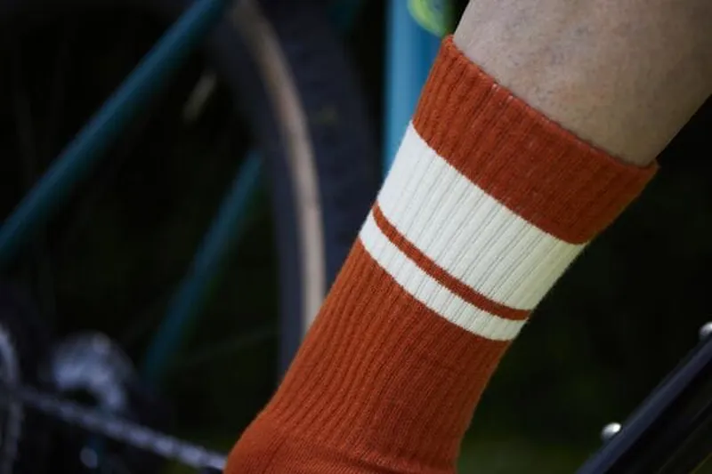 Madison Roam Isoler Crew Sock in Rust Orange Stripe-3