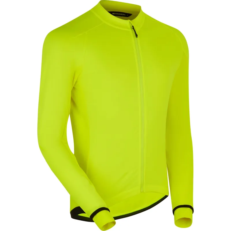 Madison DTE Men's Isoler Thermal Long Sleeve Jersey Hi Viz Yellow-1