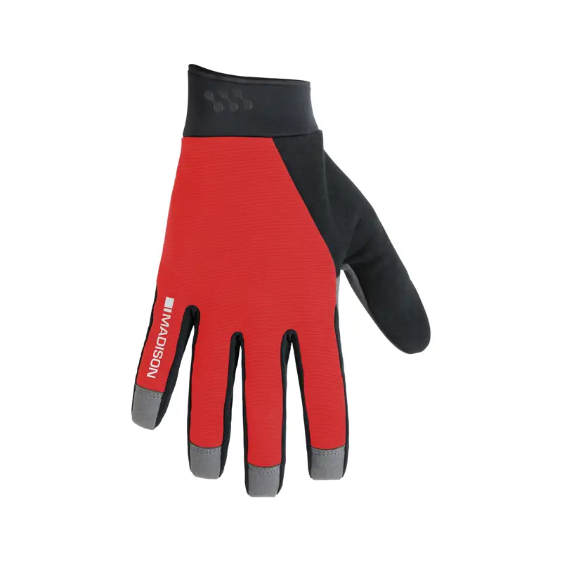 Balfes Bikes Madison Freewheel Gel Pad Full Finger Trail Gloves in True Red | Free postage over £30, £10 off first order, price match & 0% finance.