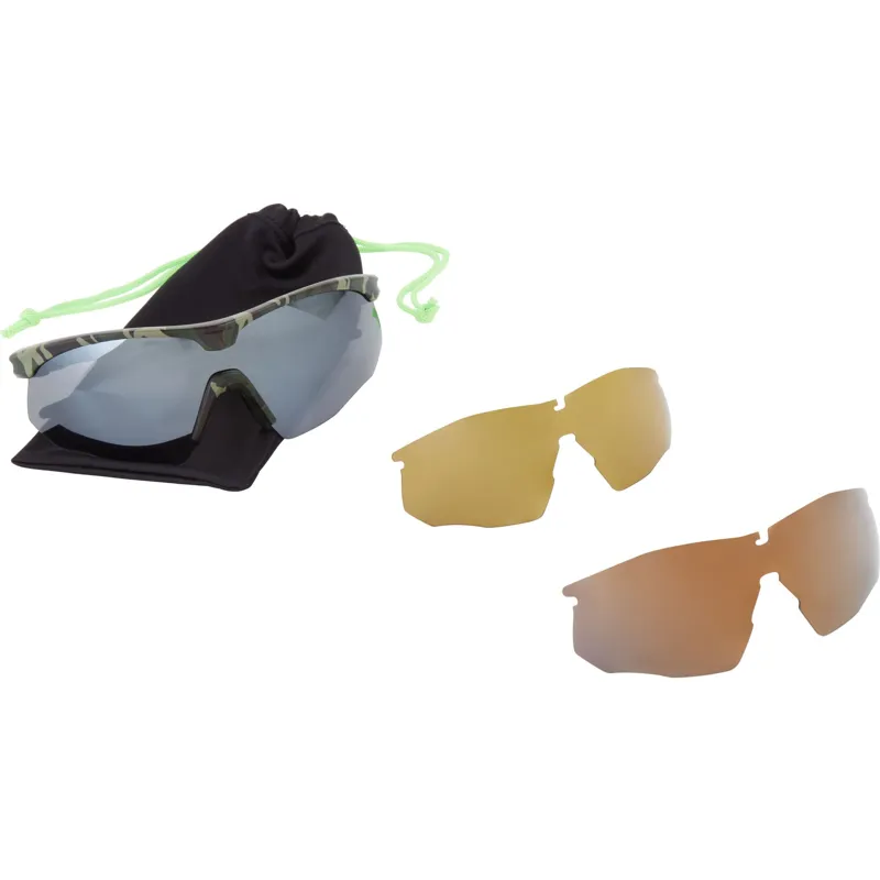Madison Shields Green Camo Sunglasses 3 Polarised Lens Pack in Silver Mirror/Bronze/Yellow-5