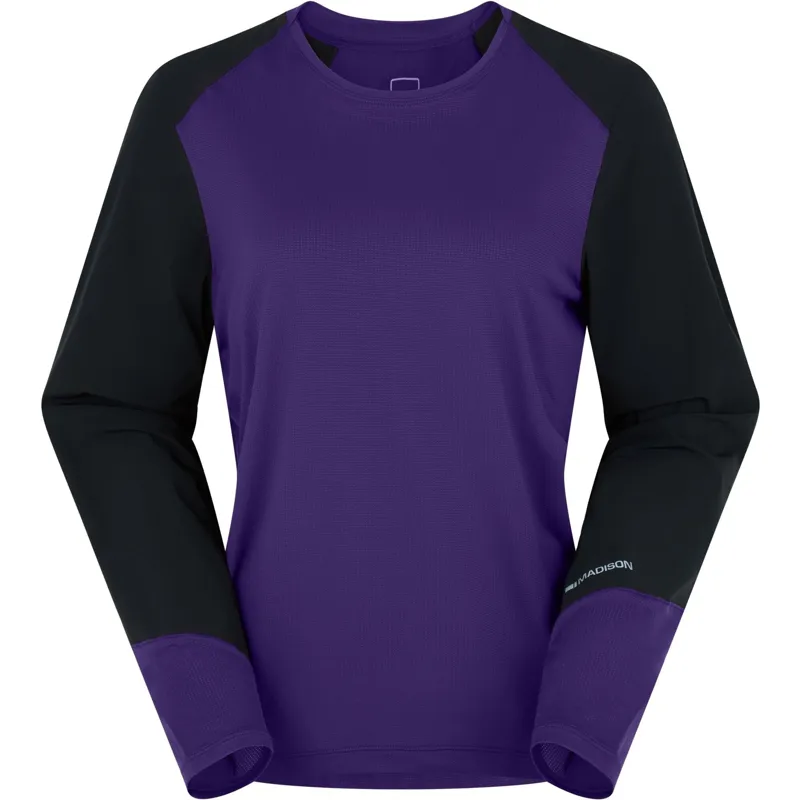 Madison Flux Women's Long Sleeve Trail Jersey in Plasma Purple Black