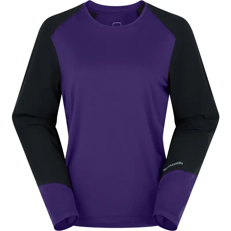 Balfes Bikes Madison Flux Women's Long Sleeve Trail Jersey in Plasma Purple Black | Free postage over £30, £10 off first order, price match & 0% finance.