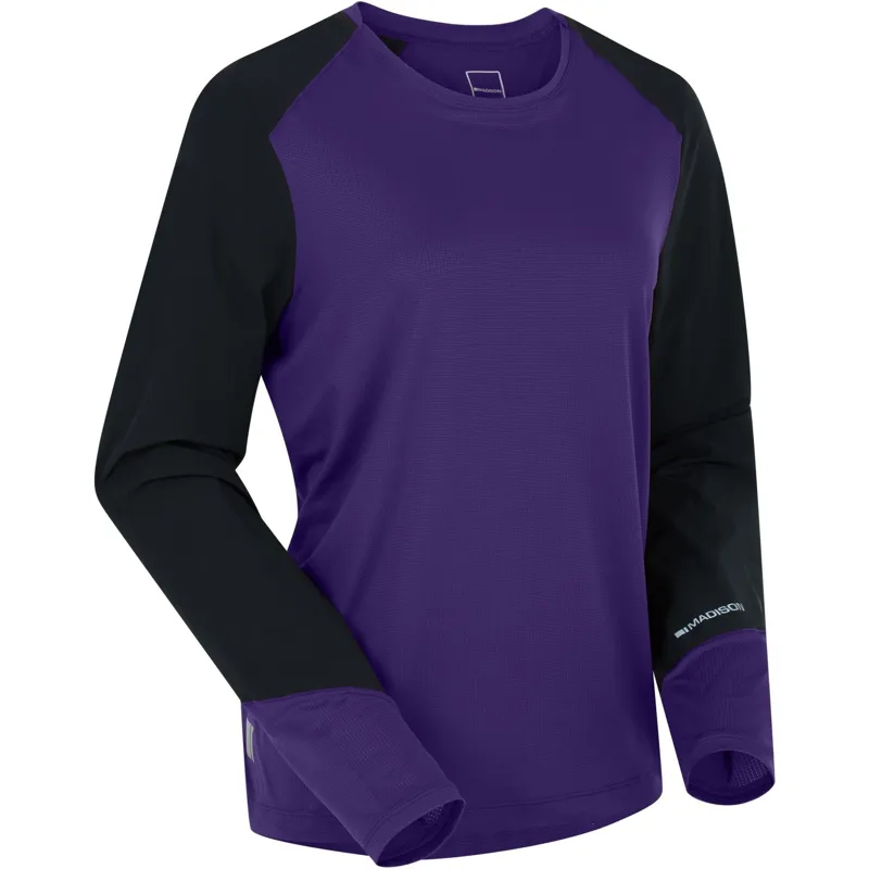 Madison Flux Women's Long Sleeve Trail Jersey in Plasma Purple Black-1