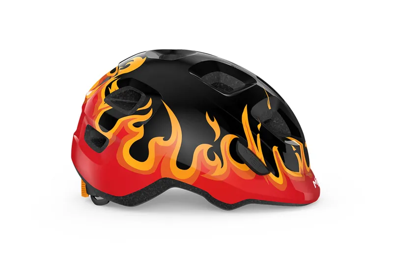 MET Hooray Kids Helmet in Black Flames-1