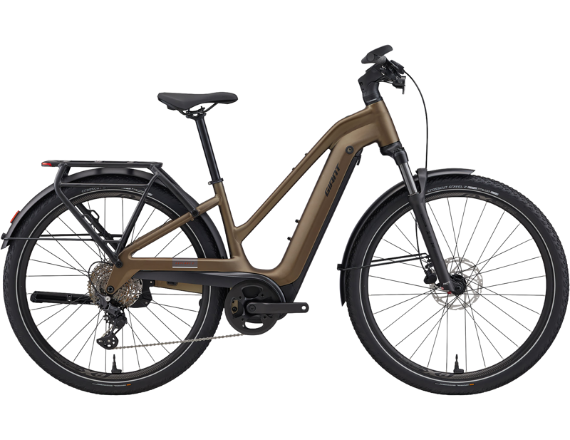 Balfes Bikes Giant Explore E+ 3 Stagger Electric Hybrid Bike 2026 in Pyrite Brown | Free postage over £30, £10 off first order, price match & 0% finance.