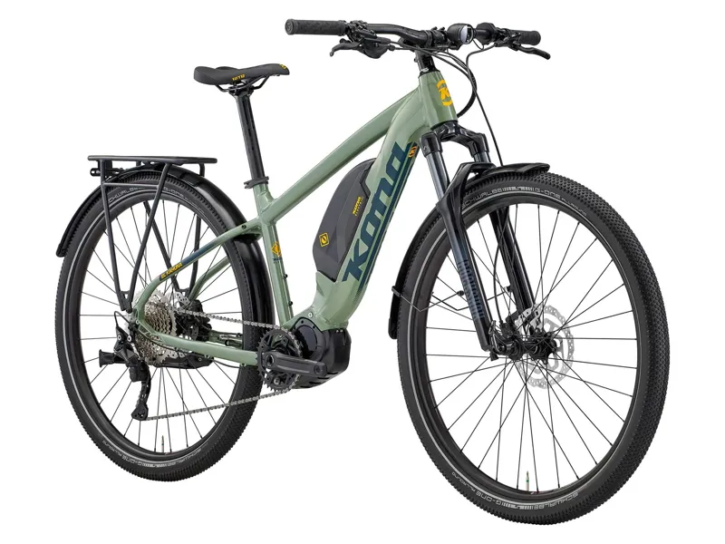 Kona El Kahuna SUV Electric Mountain Bike 2025 in Gloss Landrover Green w/ Matte Black Forest and Indicat-1