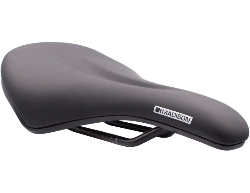 Balfes Bikes Madison Flux E Sweep Saddle in Black | Free postage over £30, £10 off first order, price match & 0% finance.