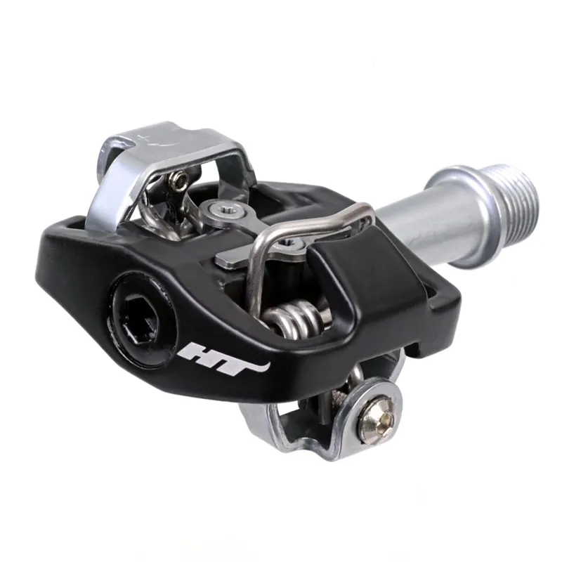 HT 878 Clipless Alloy Body Sealed Bearing Cr-Mo Axles Inc. H-30 Cleats Pedals in Black-1