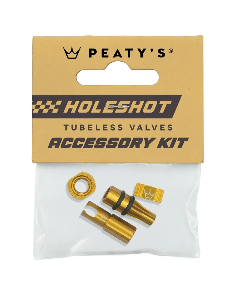 Peaty's Holeshot Tubeless Valves Accessory Kit in Gold