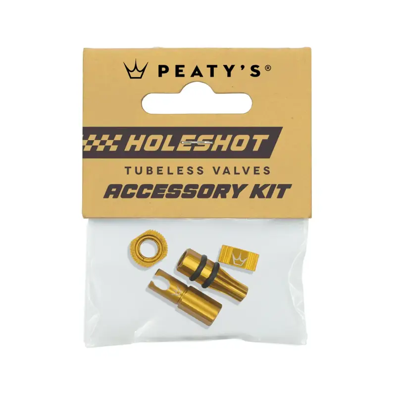 Balfes Bikes Peaty's Holeshot Tubeless Valves Accessory Kit in Gold | Free postage over £30, £10 off first order, price match & 0% finance.