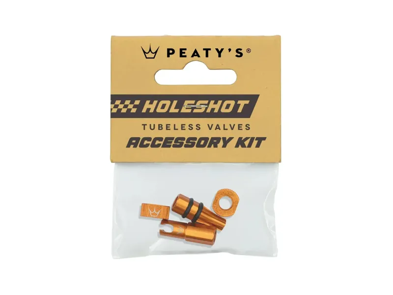 Peaty's Holeshot Tubeless Valves Accessory Kit in Mango