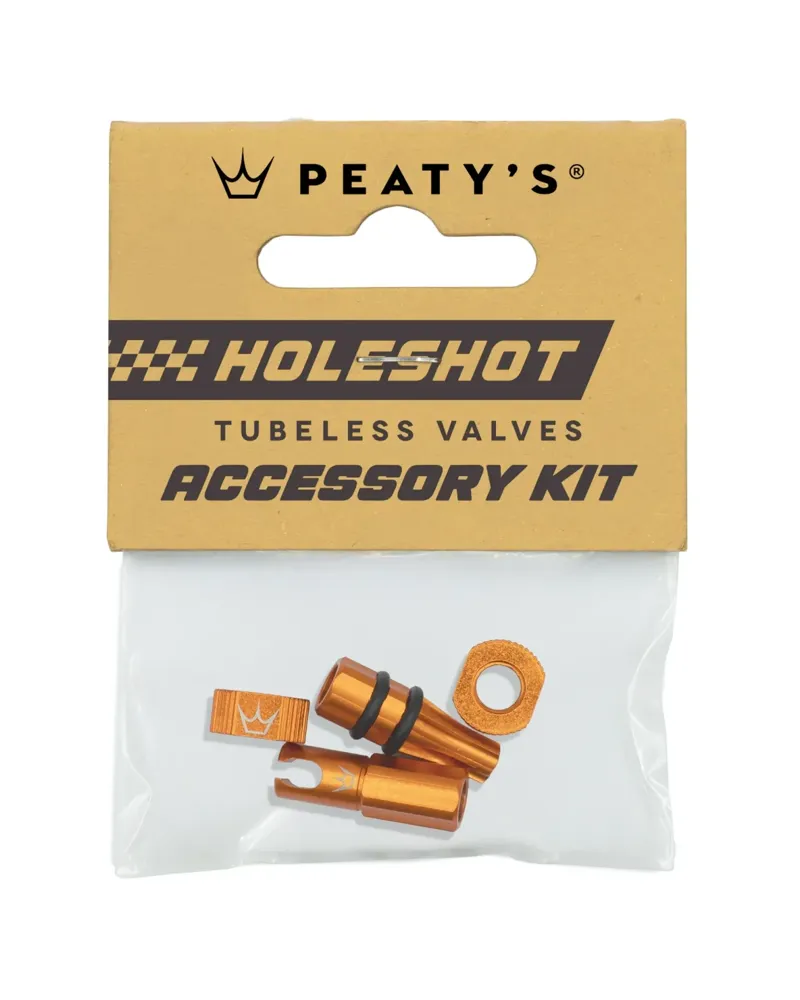Peaty's Holeshot Tubeless Valves Accessory Kit in Mango