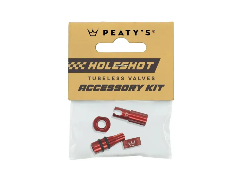Peaty's Holeshot Tubeless Valves Accessory Kit in Red