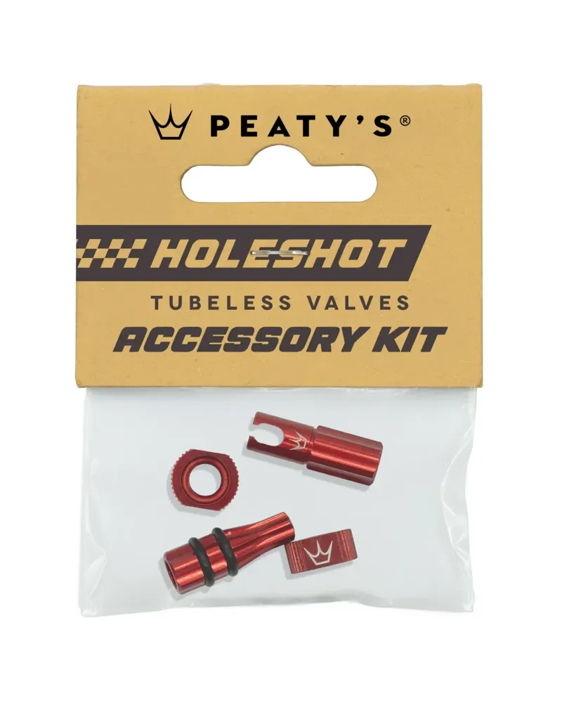 Peaty's Holeshot Tubeless Valves Accessory Kit in Red
