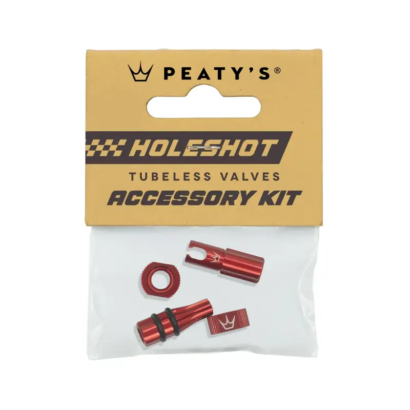 Balfes Bikes Peaty's Holeshot Tubeless Valves Accessory Kit in Red | Free postage over £30, £10 off first order, price match & 0% finance.