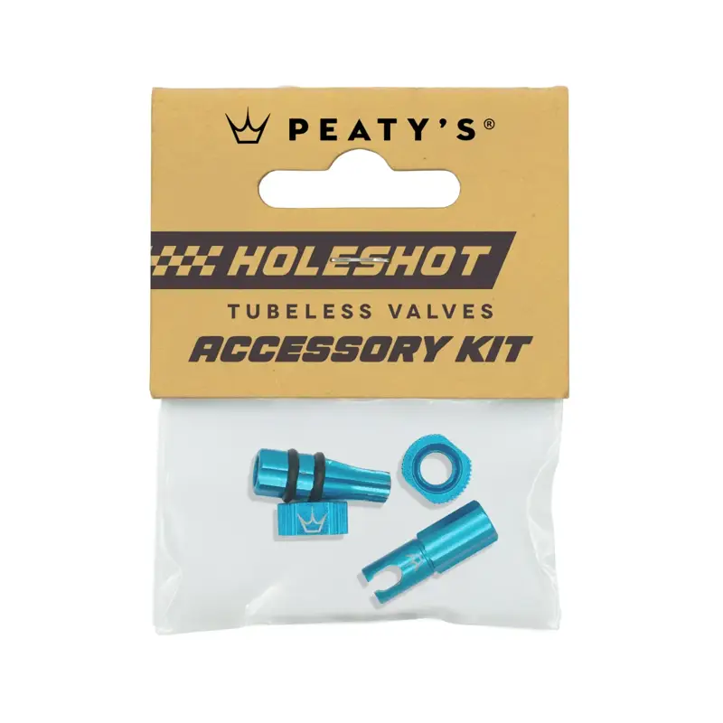 Balfes Bikes Peaty's Holeshot Tubeless Valves Accessory Kit in Turquoise | Free postage over £30, £10 off first order, price match & 0% finance.