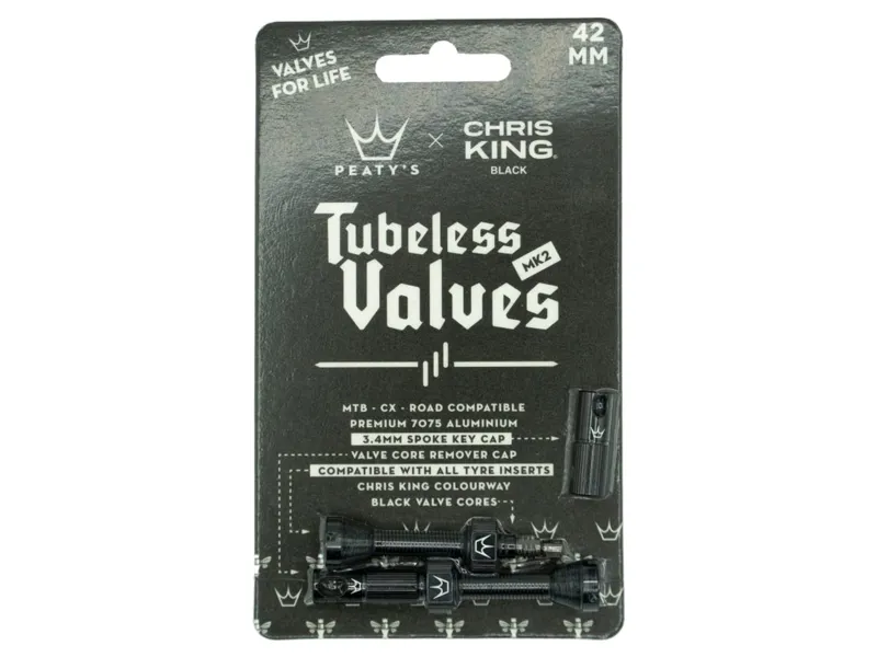 Peaty's x Chris King Tubeless MK2 Valves 42-80mm in Black -1