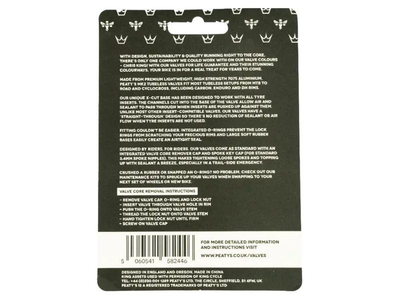 Peaty's x Chris King Tubeless MK2 Valves 42-80mm in Punch-2