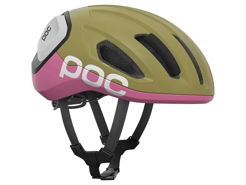 POC Amidal MIPS Road Helmet in Olivine Green/Thulite Pink