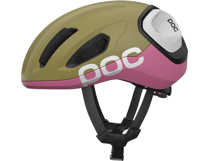 POC Amidal MIPS Road Helmet in Olivine Green/Thulite Pink-2