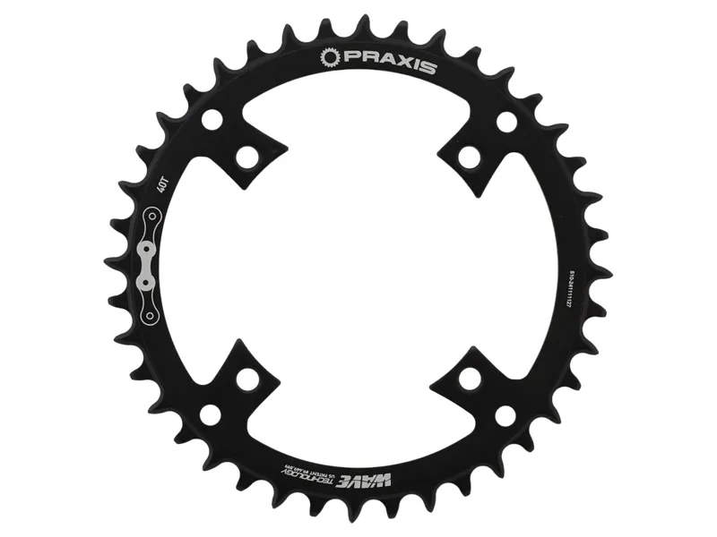 Praxis Works Vado 40T 104BCD Single Wave Style 10/11 Speed Chainring With Bolts in Black-1