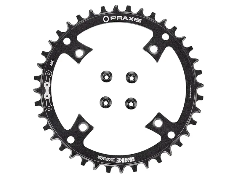 Praxis Works Vado 40T 104BCD Single Wave Style 10/11 Speed Chainring With Bolts in Black
